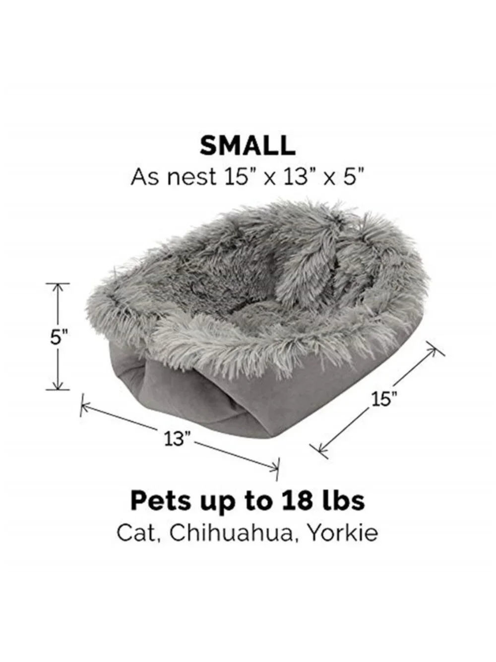 Self Warming Cat Dog Bed Thermal Pet Cuddler Plush Fur Mat Small Gray Washable